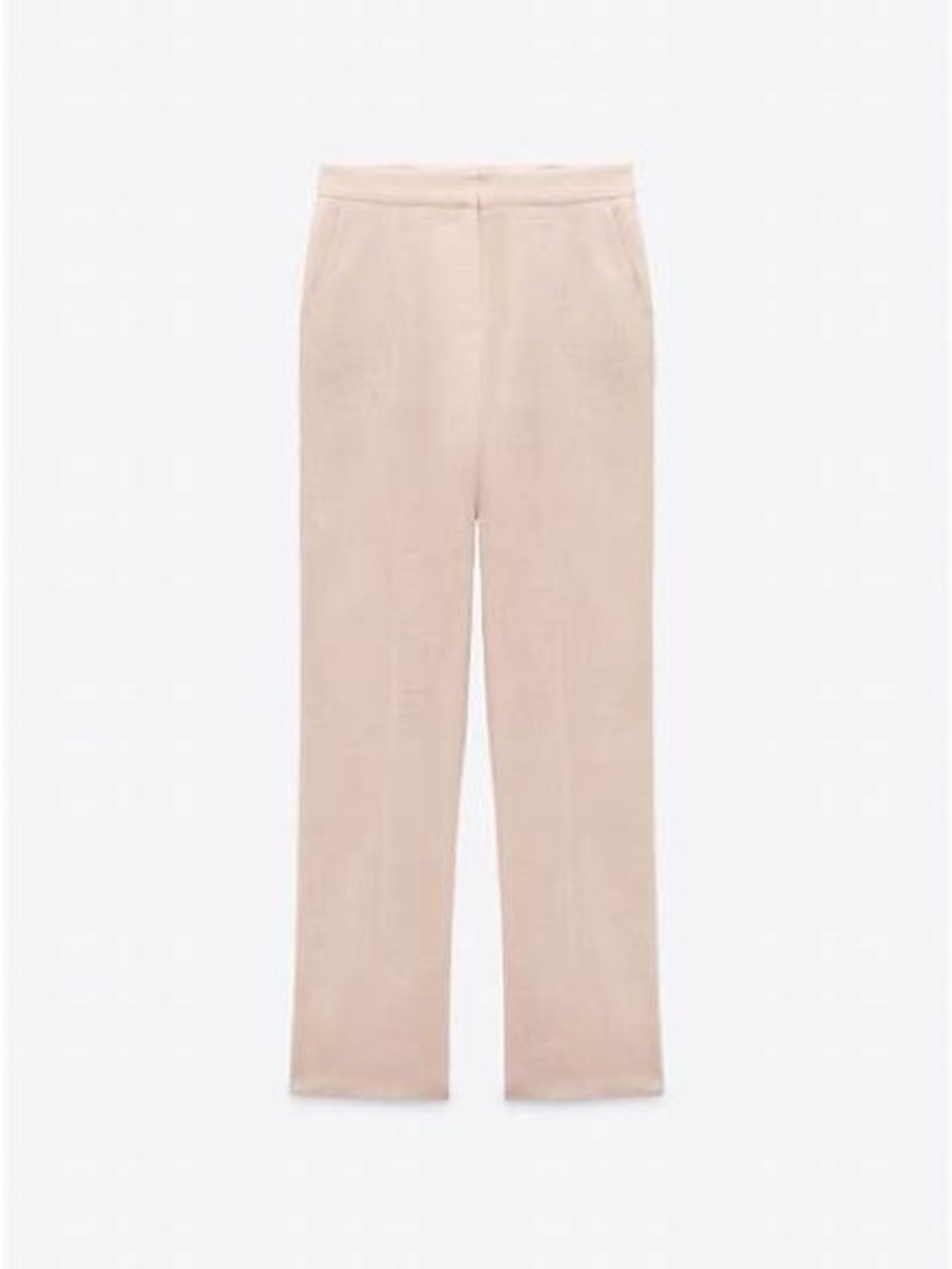 100% Linen Straight Leg Pants Beige Pink Medium